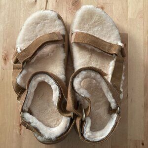 Teva Brown Suede Shearling Sandals Size 10 NWOT